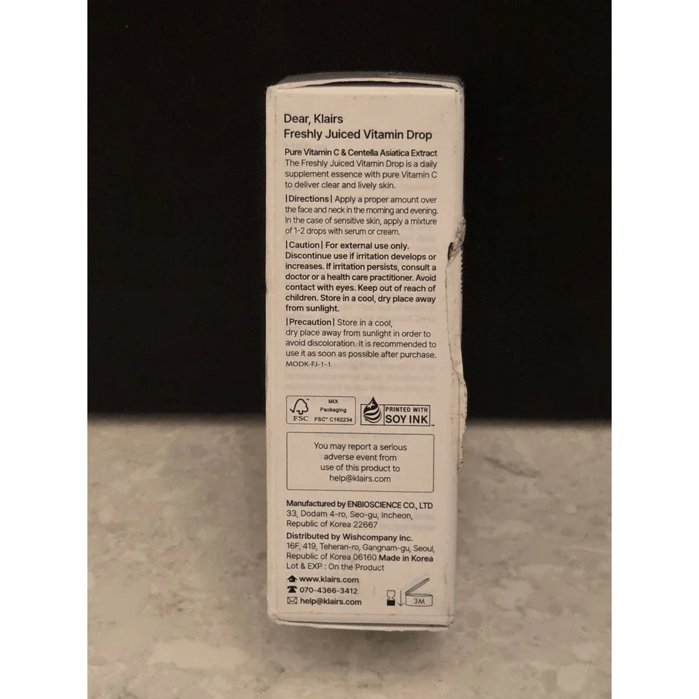Dear, Klairs Freshly Juiced Vitamin Drop, 1.18 fl oz, Pure Vitamin C Essence New